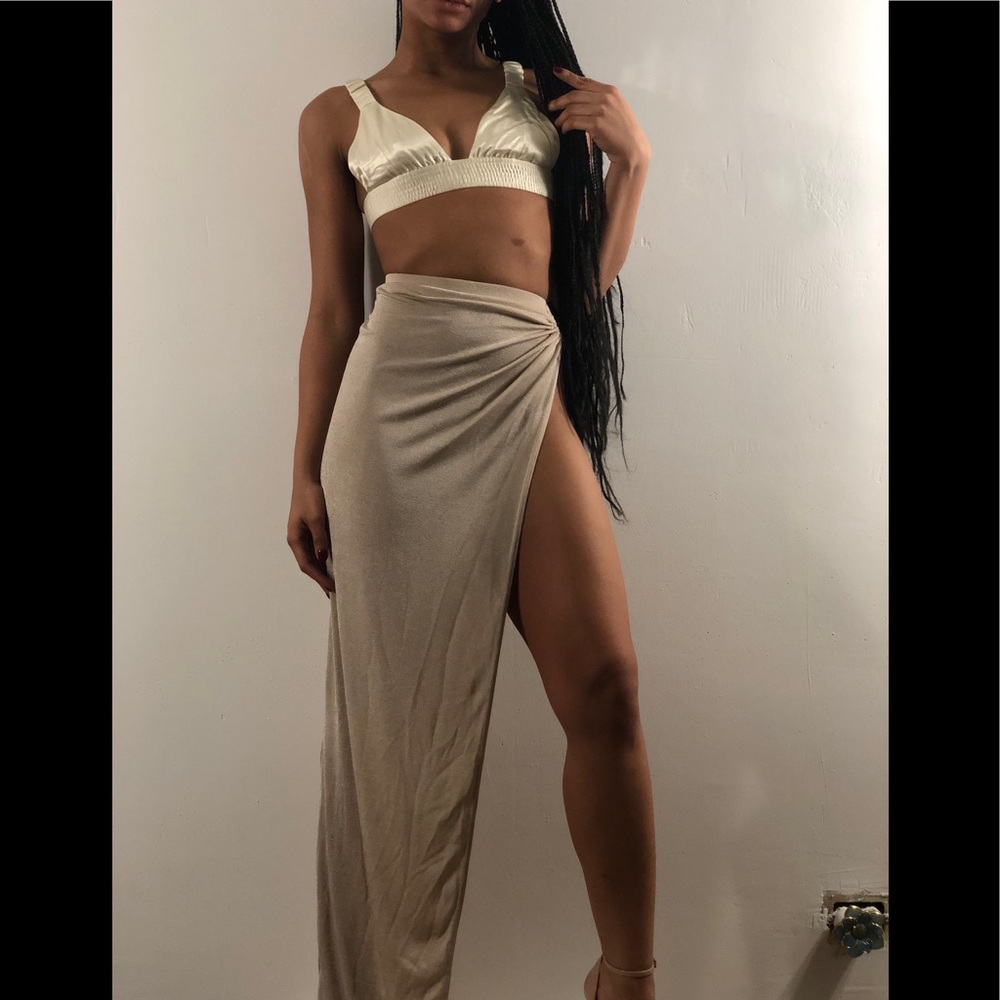 Thigh high split bikini cover up